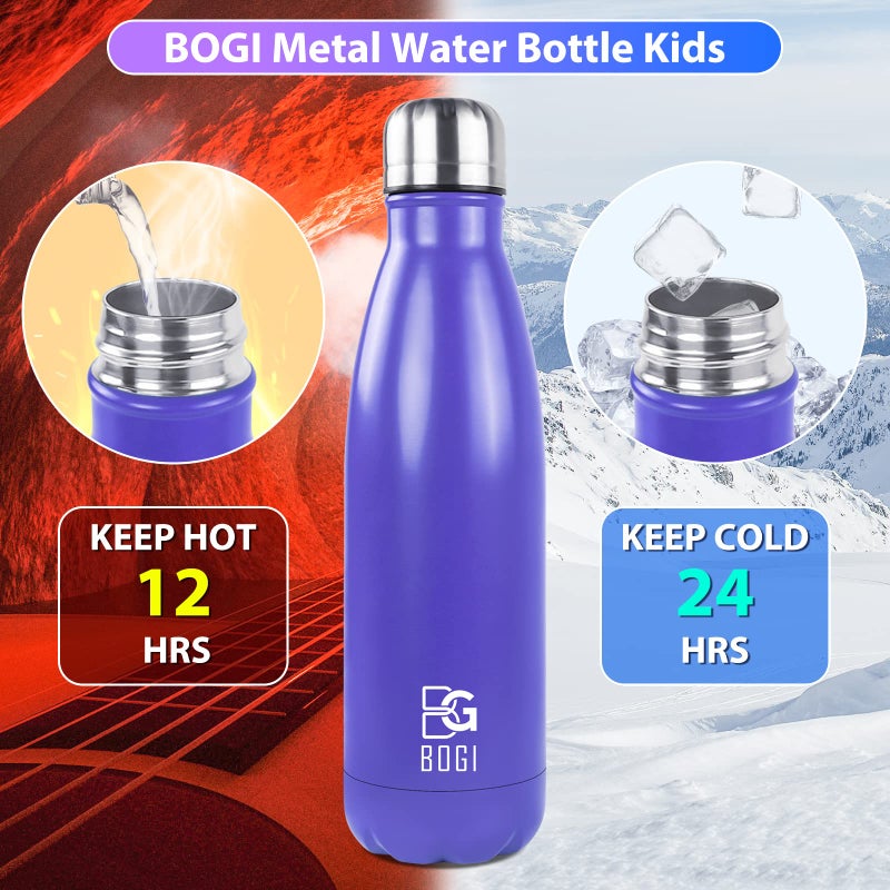 BOGI 17oz Insulated Water Bottle Double Wall Vacuum Stainless Steel Water Bottles, Leak Proof Metal Sports Water Bottle Keeps Drink Hot and Cold - Perfect for Outdoor Sports Camping Biking (Purple) - Image 4